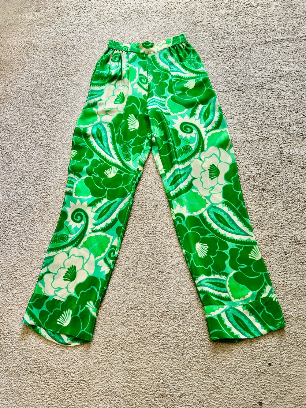 FARM Rio Bright Green Floral Pajama Pants